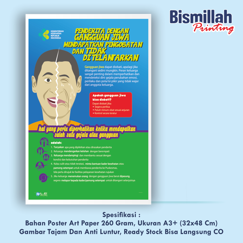 

Poster Kesehatan Penderita Dengan Gangguan Jiwa Mendapat Pengobatan Dan Tidak Ditelantarkan