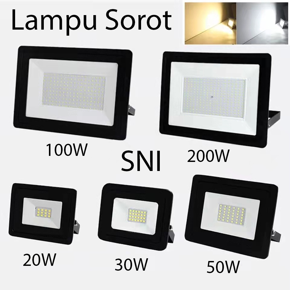 LAMPU SOROT LED 20/30/50/100/200W IP66 WATERPROOF / LAMPU TAMAN LED FLOOD LIGHT / LAMPU TEMBAK OUTDO