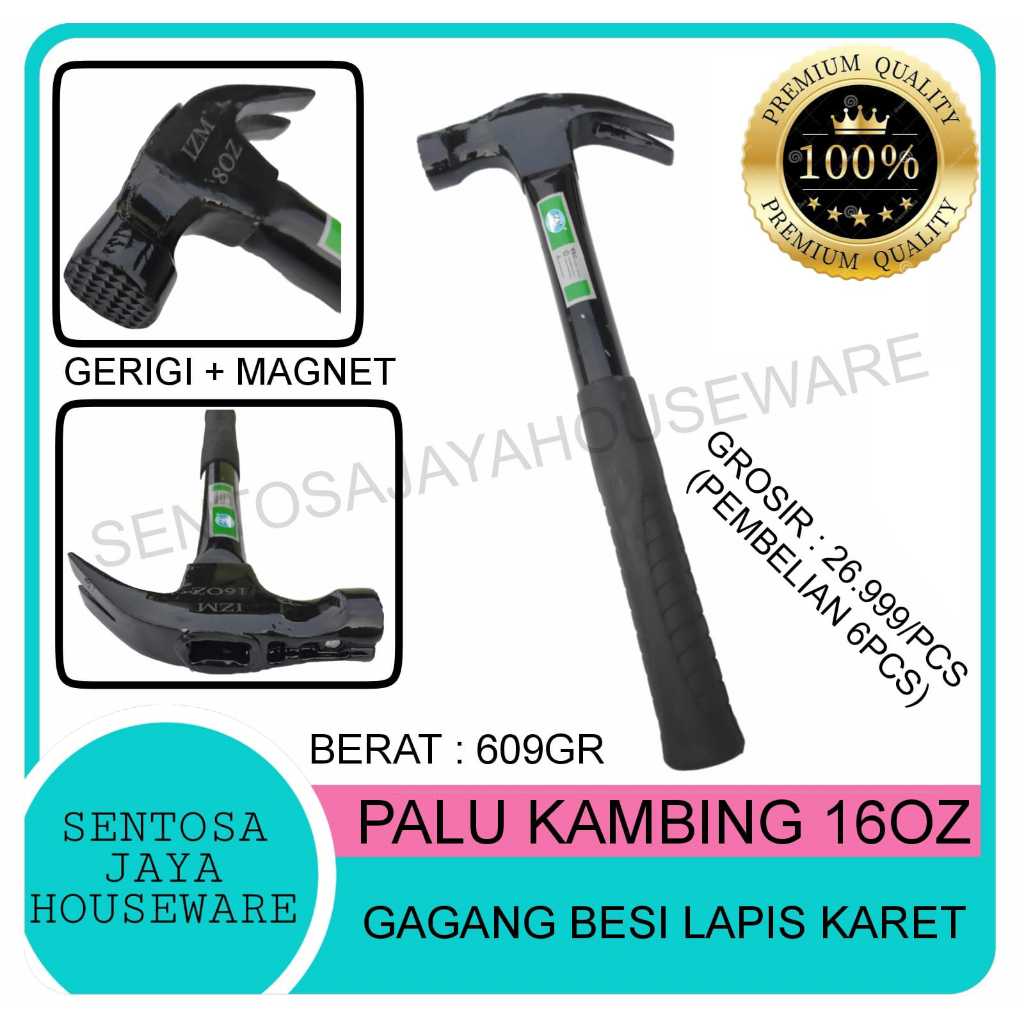 PALU KAMBING BESI 16OZ / MARTIL PALU BESI LAPIS KARET GERIGI 16OZ