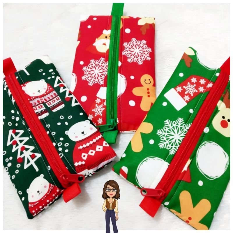 Madebynie ✨Edisi Natal Tempat Tissue Travel Pack Handmade Kain Katun / Tissue Pouch / Dompet Tissue 