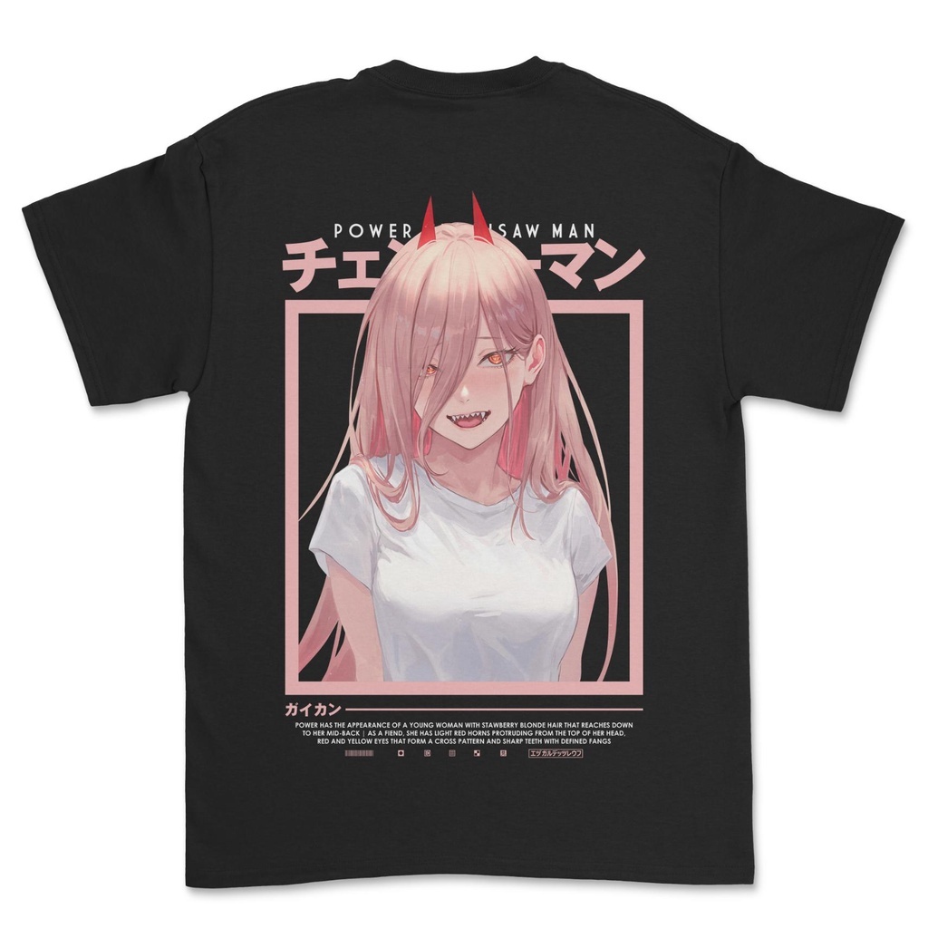 Baju Kaos Premium Anime Chainsaw Man Power Aesthetic Vintage Tshirt Unisex