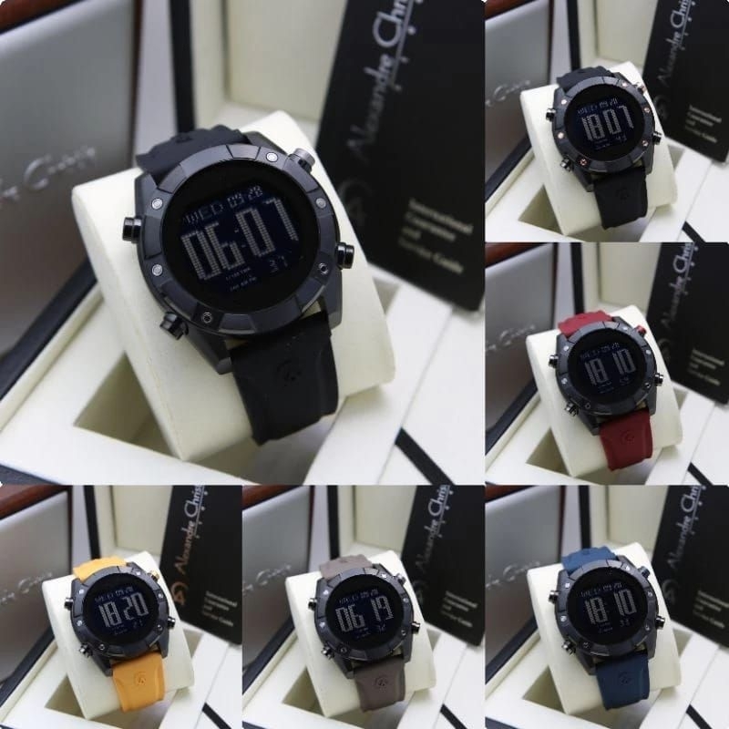 Alexandre Christie AC 9372 Digital Rubber Strap Original 100%