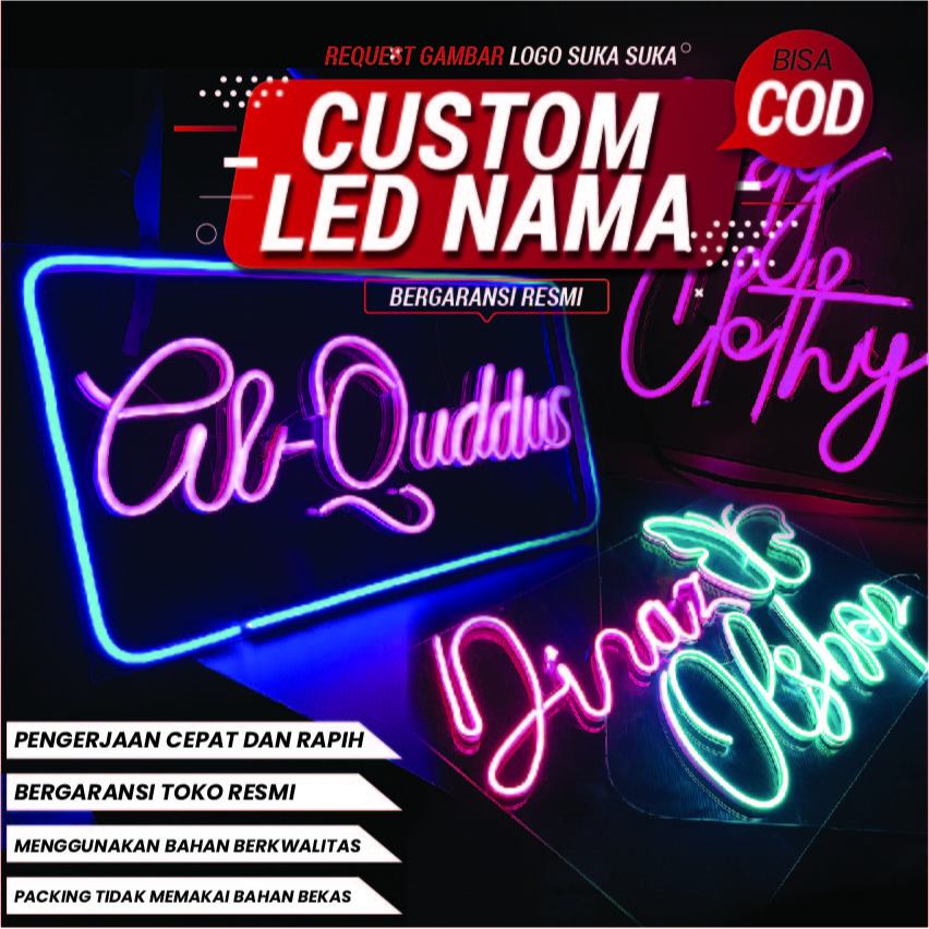 LAMPU NEON CUSTOM NEON FLEX CUSTOM LED CUSTOM NAMA UKURAN MEDIUM