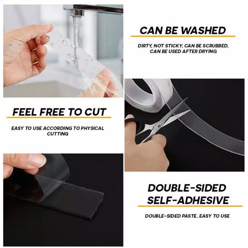 NANO TAPE TRANSPARAN 1M 3M 5M - ANTI AIR SUPER KUAT PEREKAT - DOUBLE TAPE AJAIB ISOLASI BENING