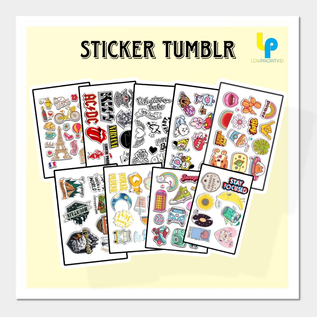 

lowpriority.id - Mini Sticker Aesthetic Tumbler karakter animasi