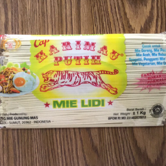 

WNRV1956 GROSIR Mie Lidi Medan / Mie Gomak GL Cap Harimau 1 kg - Mie Lidi Putih