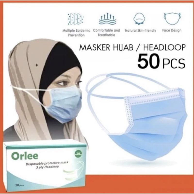 MASKER MEDIS HIJAB EMBOSS ORLEE