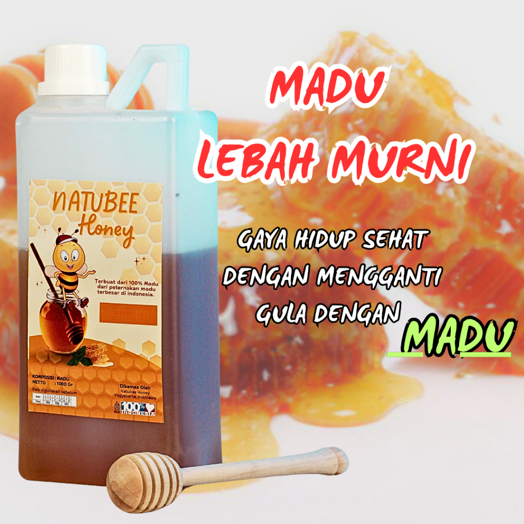 

Natubee Honey Madu Murni kemasan 500 gr /1000 gr Herbal Premium tanpa campuran