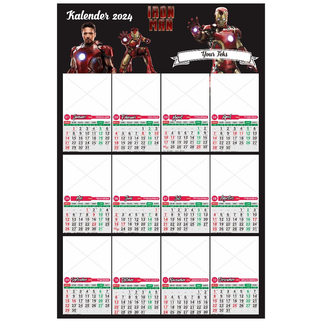 

KALENDER 2024 IRON MAN ISI 12 FOTO CUSTOM