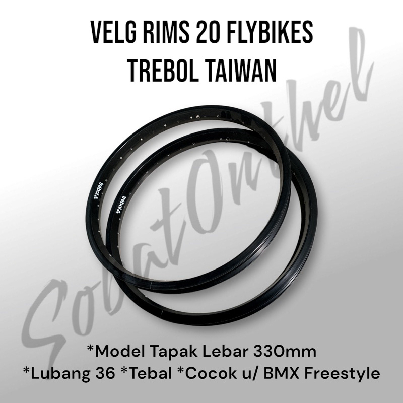 velg Rims 20 BMX 36 Hole Freestyle Trebol Taiwan Tapak Lebar