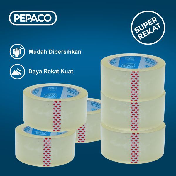 

PEPACO OPP TAPE, LAKBAN TRANSPARAN KUNING, 2 INCH X 90 YARD, 6 ROLL, 1 SLOP