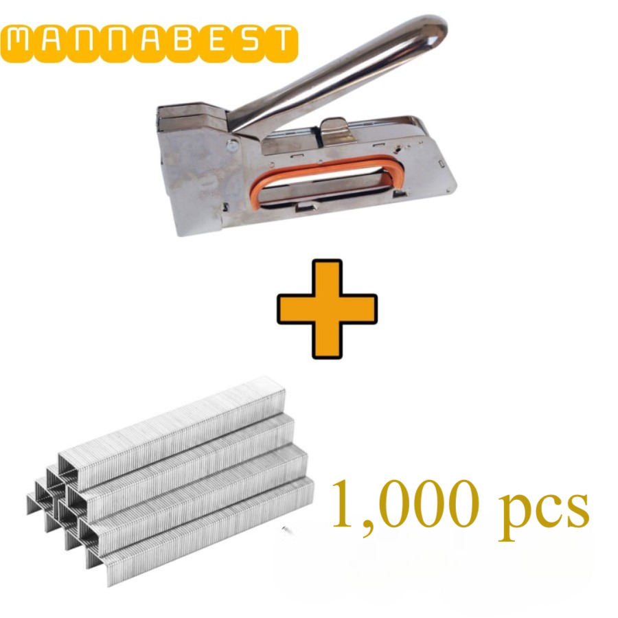 

MANNABEST Paket Staples Tembak Gun Tacker + Isi Staples 13/8 1000pcs