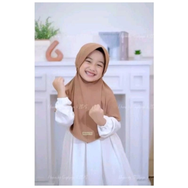Jilbab Tali Ulir Anak / Hijab tali kepang anak / kerudung bergo ped ropel anak