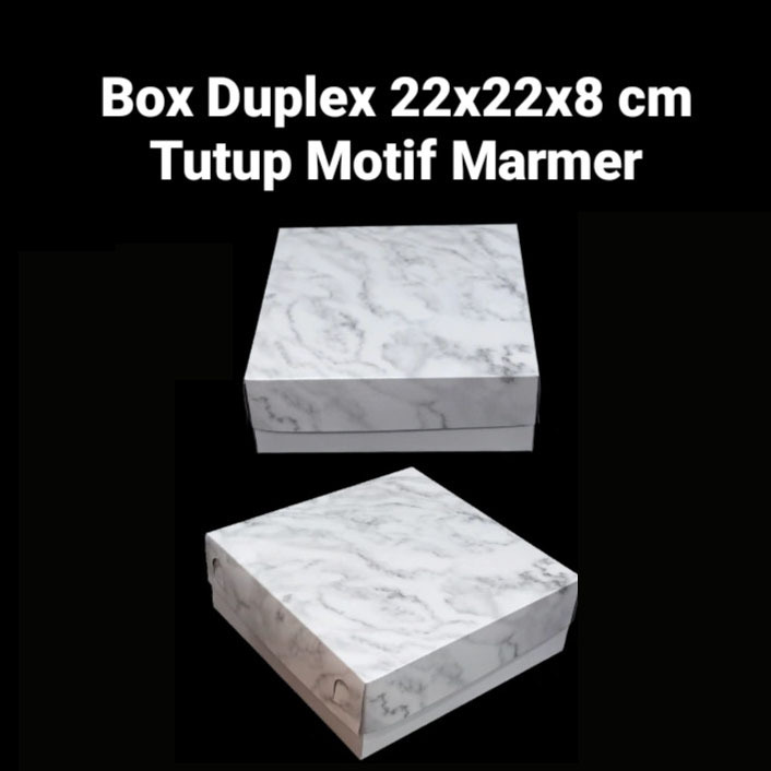

(5 pcs) box duplex tutup motif marmer dus lapis legit kardus pudding cake kotak kemasan kue spiku ukuran 22x22x8cm