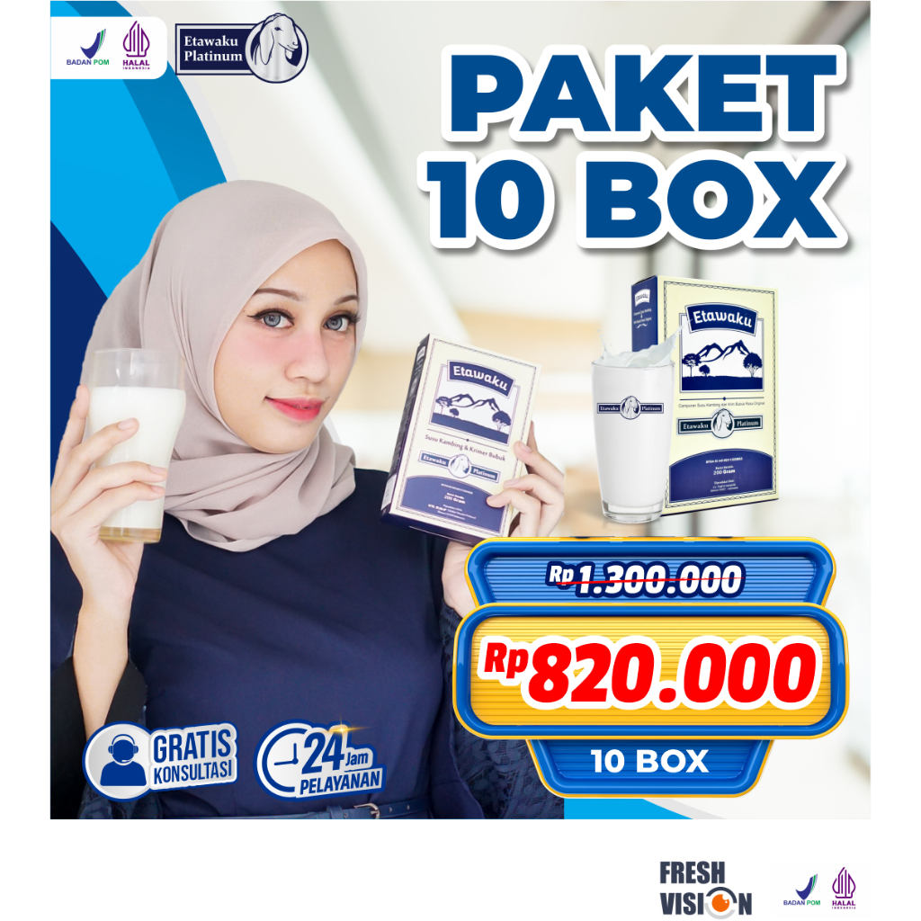 

Paket Hemat 10 Box Etawaku Platinum Susu Bubuk Kambing Etawa Murni Plus Krimer Nabati Rendah Gula Tingkatkan Asi Booster dan daya tahan tubuh