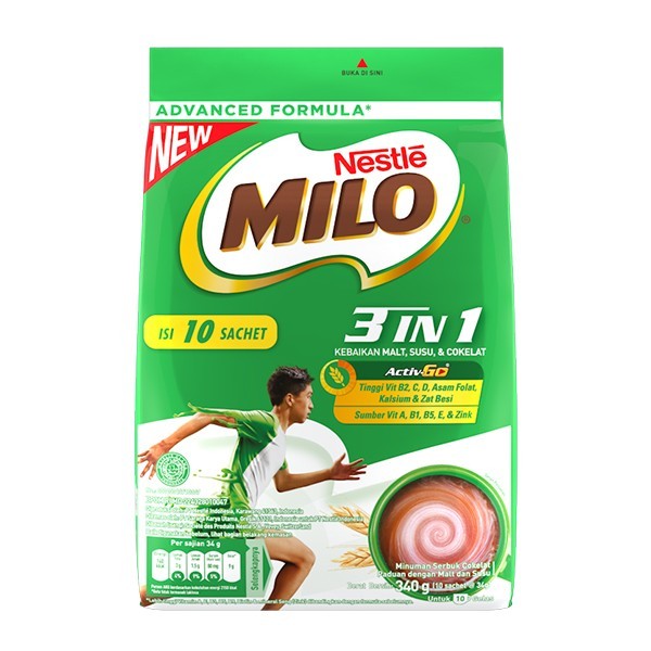 

Milo 3 in 1 Active Go isi 10 Sachet