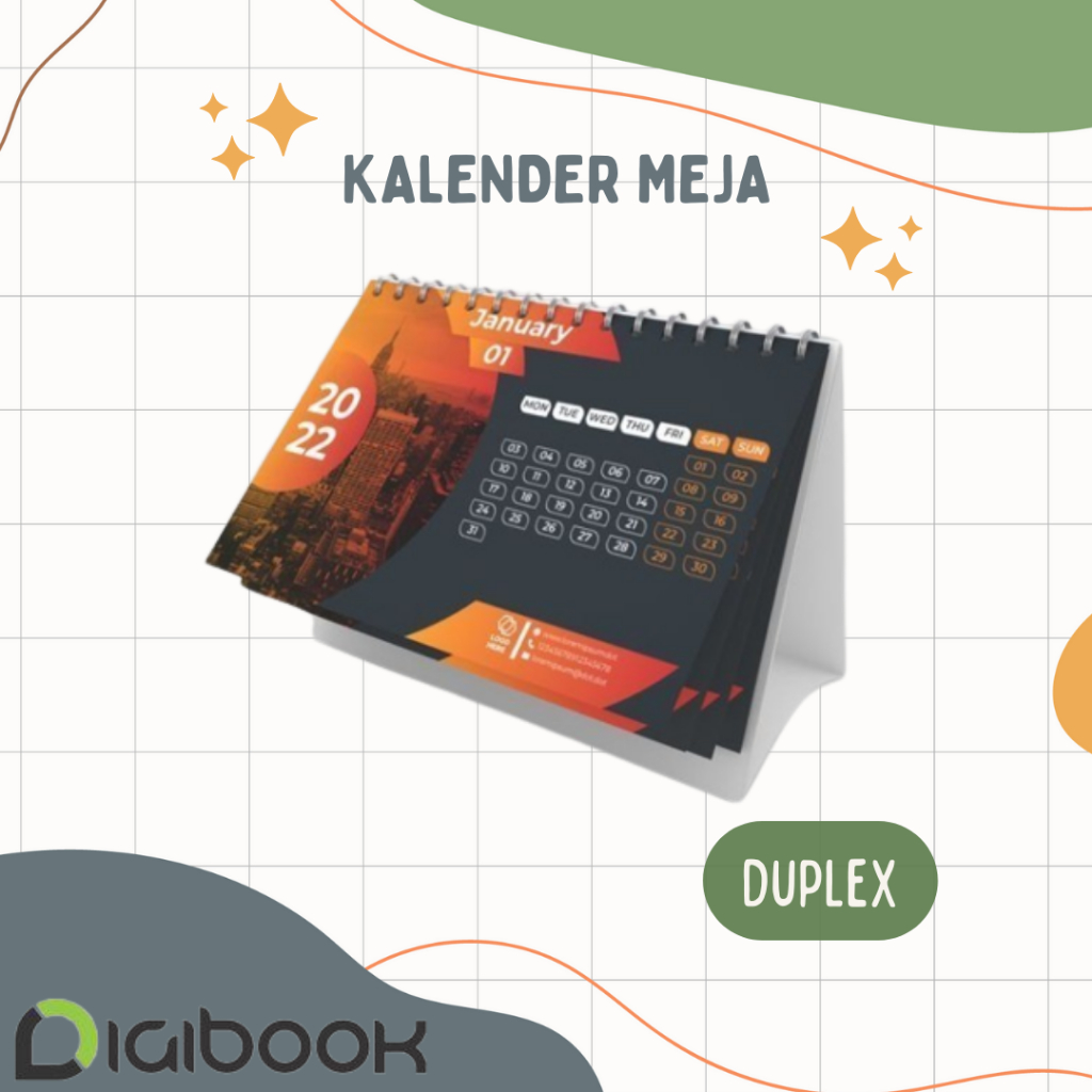 

Custom Kalender Meja 2025 - Kalender Penyangga Duplex - 6 Lembar 1 Muka