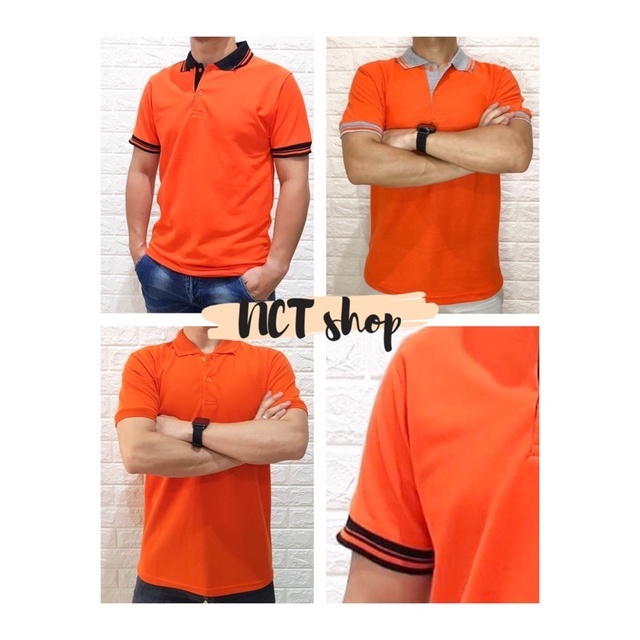 Polo Shirt OREN / PoloShirt / Kaos Kerah Polos Kombinasi Unisex