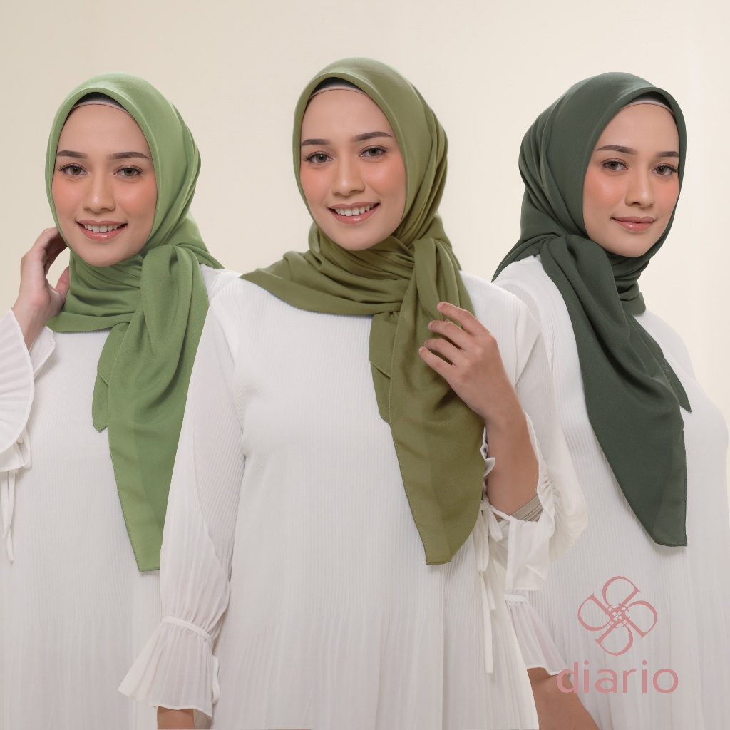 Diario - Kerudung Segi Empat Ultrafine Plain Scarf Voal Green Series
