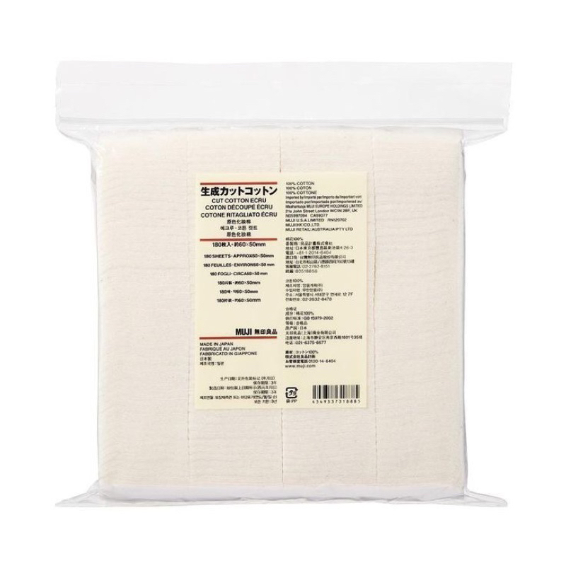 Muji Organic Cotton 180 Sheet | Kapas Organic Muji Japan isi 180 pcs