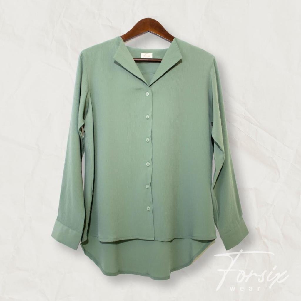 Siena Top Kemeja Kasual Kerja Wanita Kerah V-neck