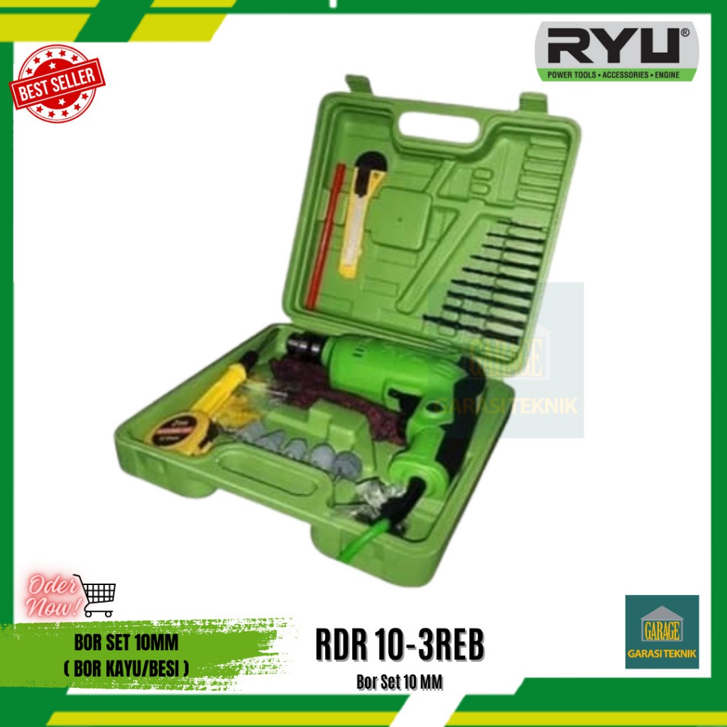 Bor Ryu 10mm 1 set RDR10-3REB+Bor set murah merek ryu