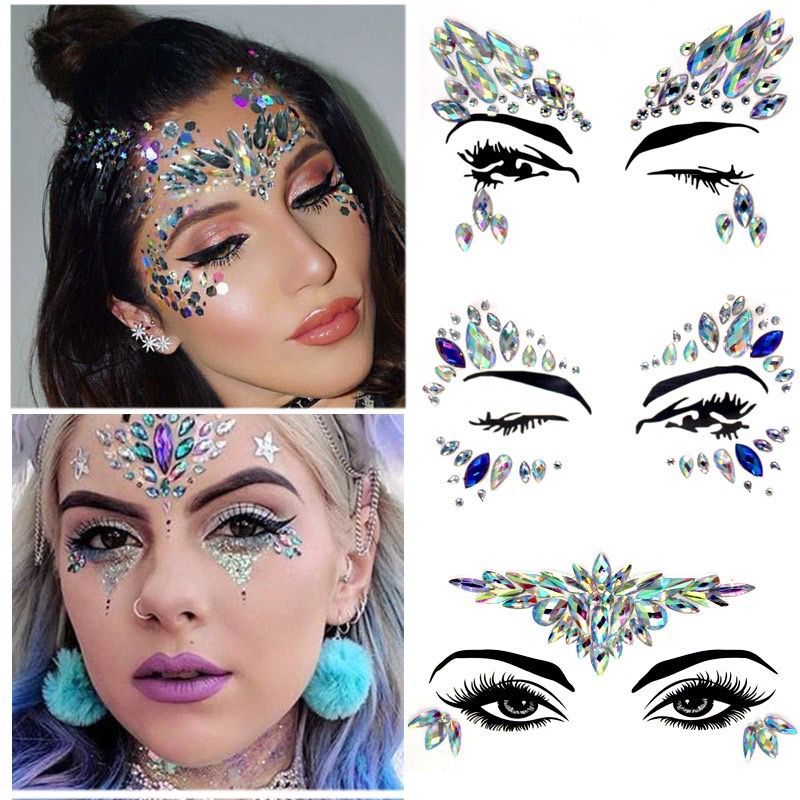 

RHINESTONES 3D FACE STICKER / CRYSTAL DIAMOND STIKER WAJAH FACE ART PAINTING