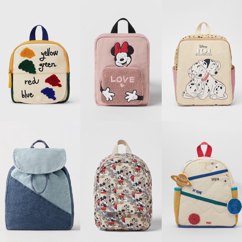 ✨Grosir✨ Zara Kids Backpack | planet painting minnie mickey dalmatian denim | tas ransel punggung se