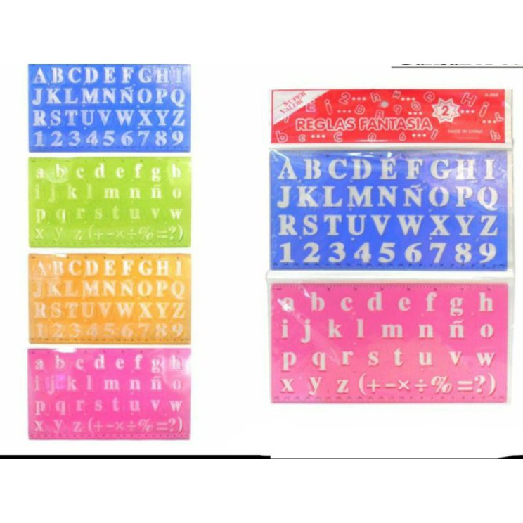 

Laris (2pc) garisan ABC ABJAD/penggaris huruf angka sablon/ruler