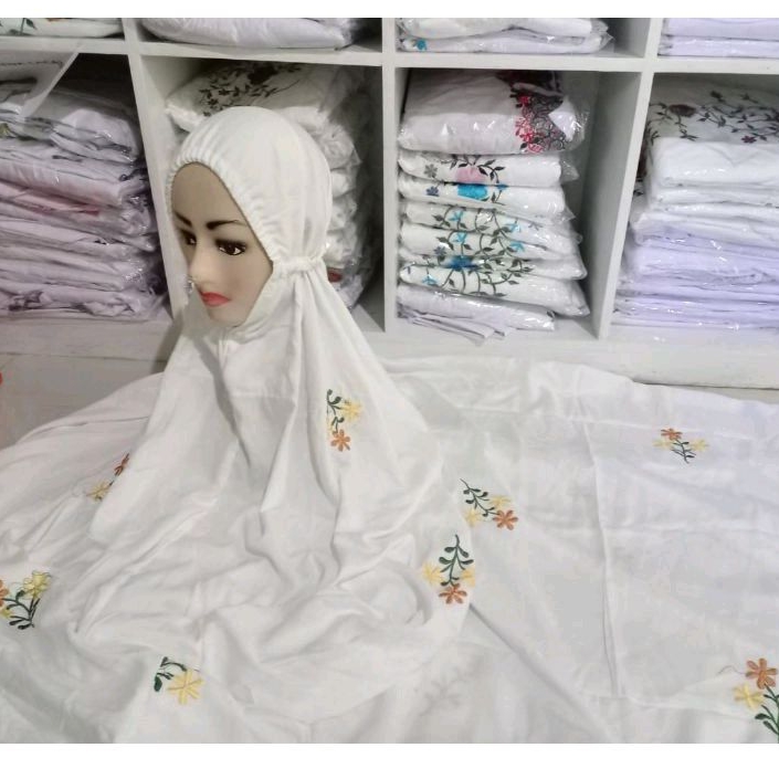 Mukena Putih Dewasa Rukuh Lajuran Mukena Rayon Adem Mukena Kudus Mukena Terusan