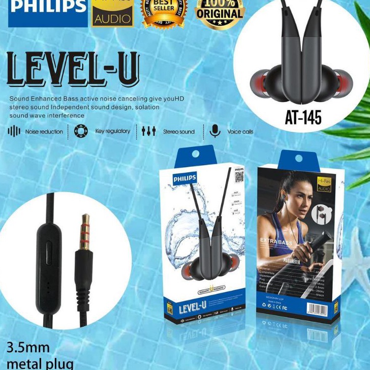 Diskon HF HEADSET PHILIPS & JBL AT-145 LEVEL U SUPER BASS PACKING IMPORT Kirim Langsung