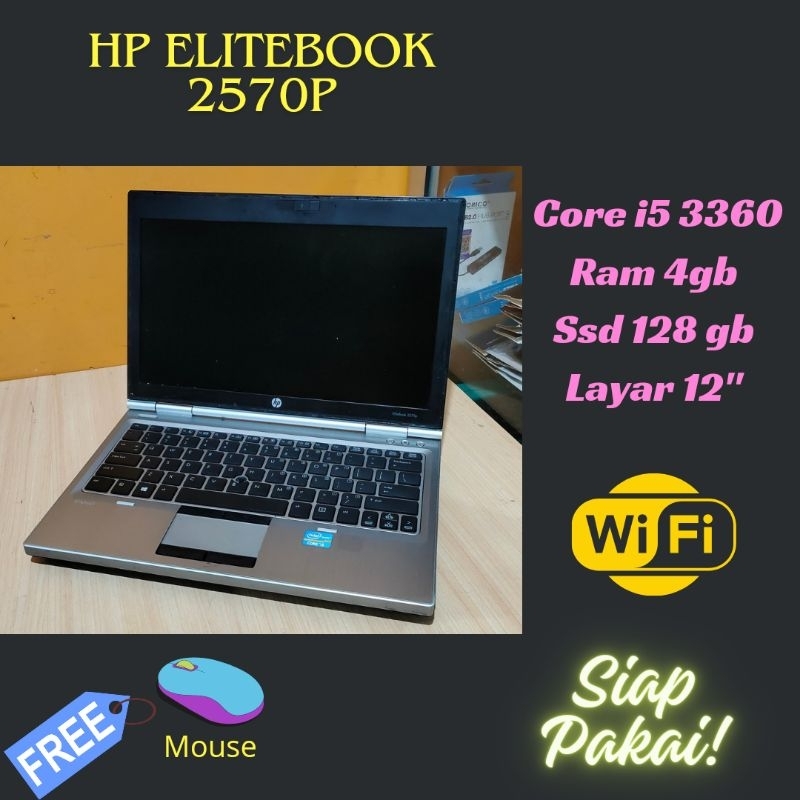 Hp Elitebook 2570p Core i5 gen 3Ram 4gbSsd 128gb untuk Wifi