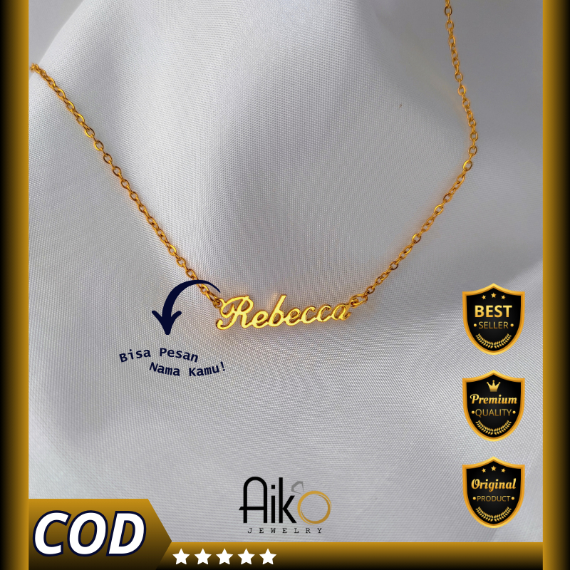 Kalung Nama Wanita - Custom Kalung Nama Berlapis Emas Model Mini Rebecca