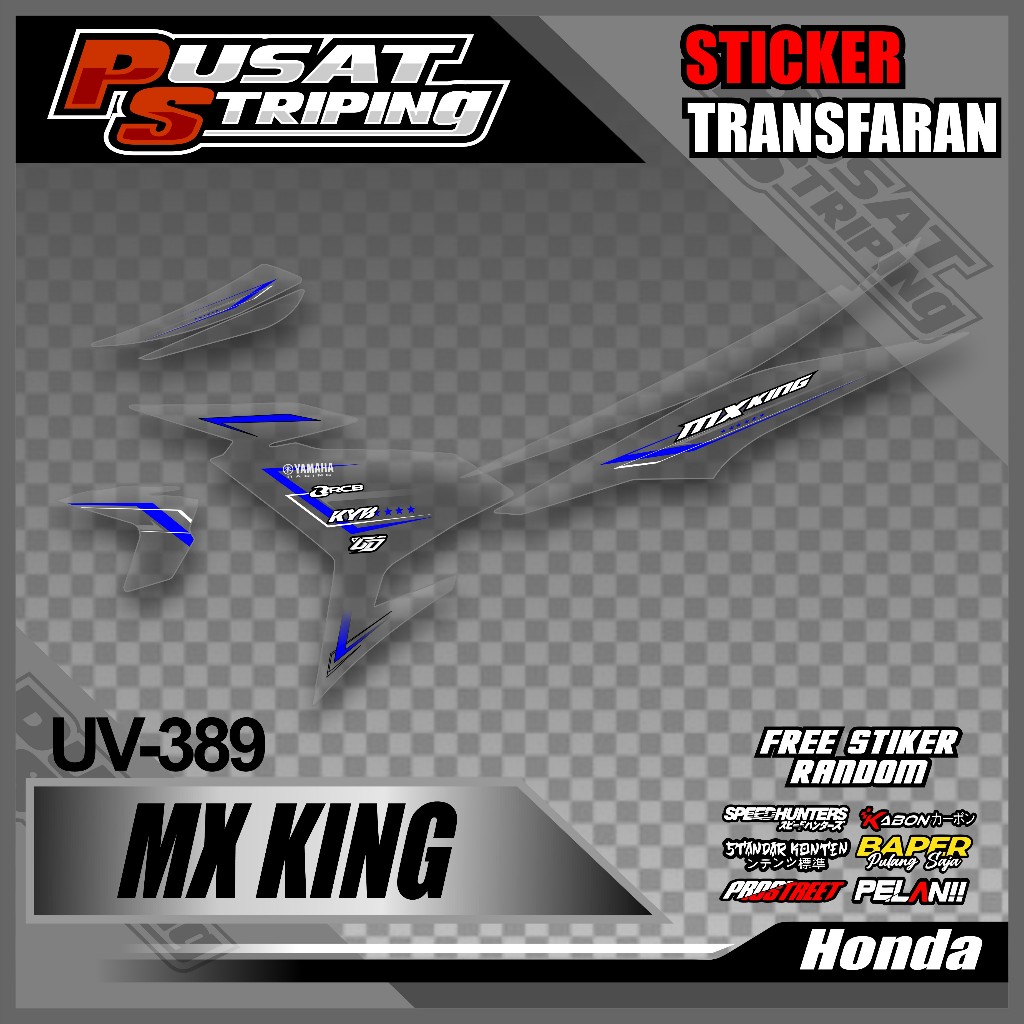 [ COD ] Striping Transparan Semi Full Mx King - Sticker Striping Mx King Line Biru