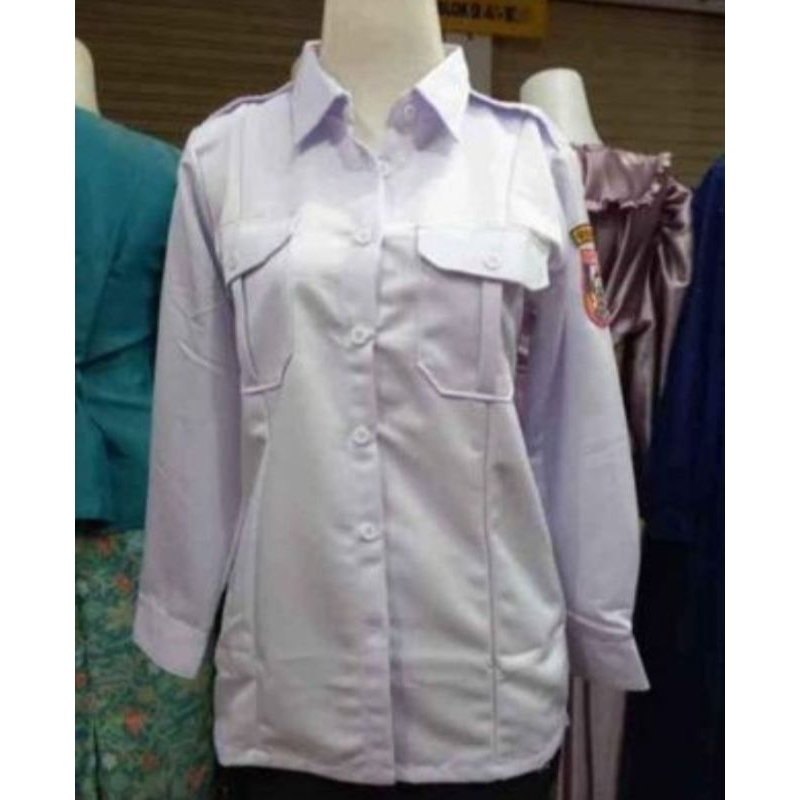 Baju PDH wanita kantong dada/putih polos/baju kerja