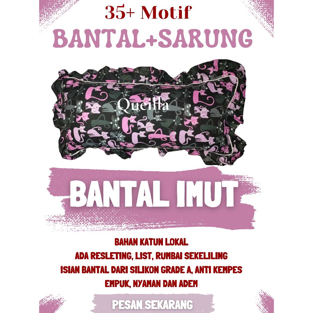 PAKET BANTAL + SARUNG IMUT ANAK - BANTAL CINTA ANAK MINI MOTIF TERBARU