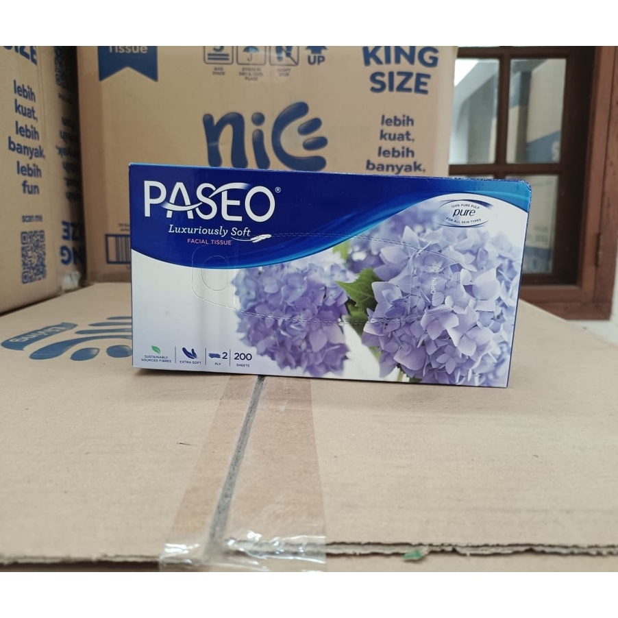 Stok Baru Tissue Paseo elegant facial box 200 sheets/Tisu wajah Paseo kotak 200s.