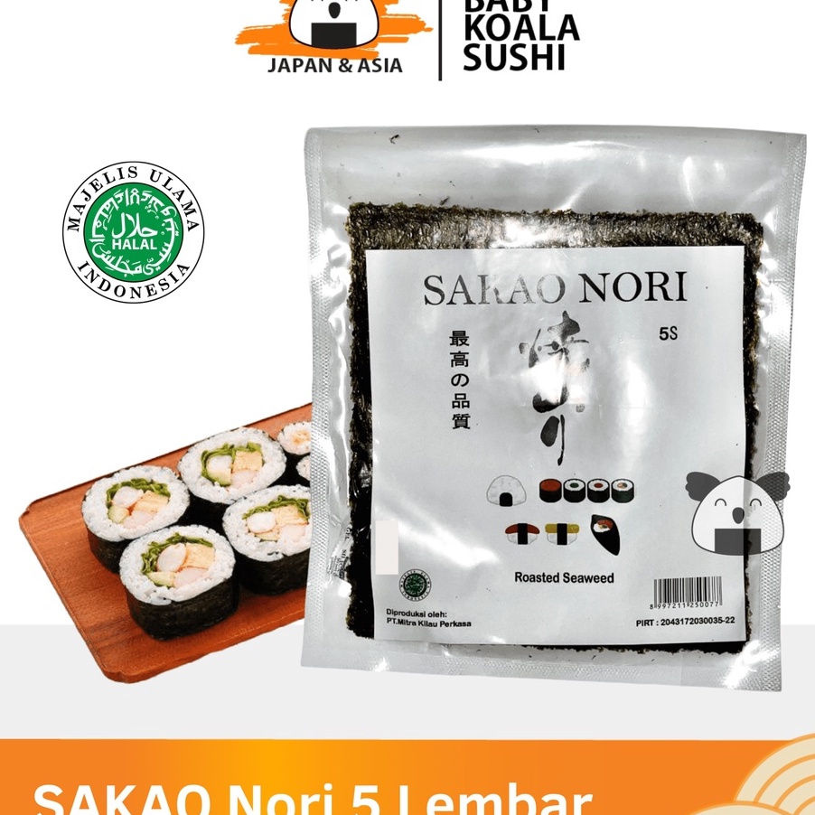 

DQLV5913 XG34448 SAKAO Sushi Nori 5 S Halal │ Nori Grade C for Sushi Kimbab/ Gimbab │ Lembar Rumput Laut