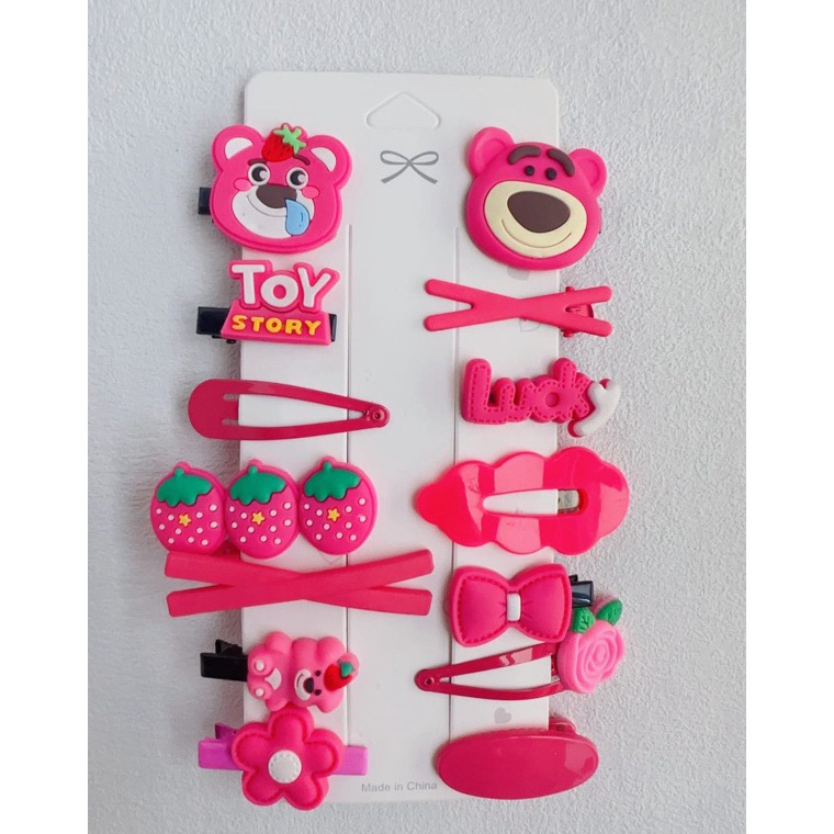 Hot Item3j3Ix (isi 14) Jepit Rambut Lotso isi14 / Set Jepit Rambut Anak 14 IN 1 / Hair Clip Anak / J