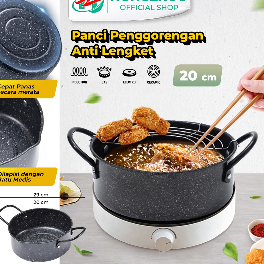 Banyak Peminat Hongzhuo Panci penggorengan / Panci multifungsi/ Deep Frypan Cookware/ Panci Penggore
