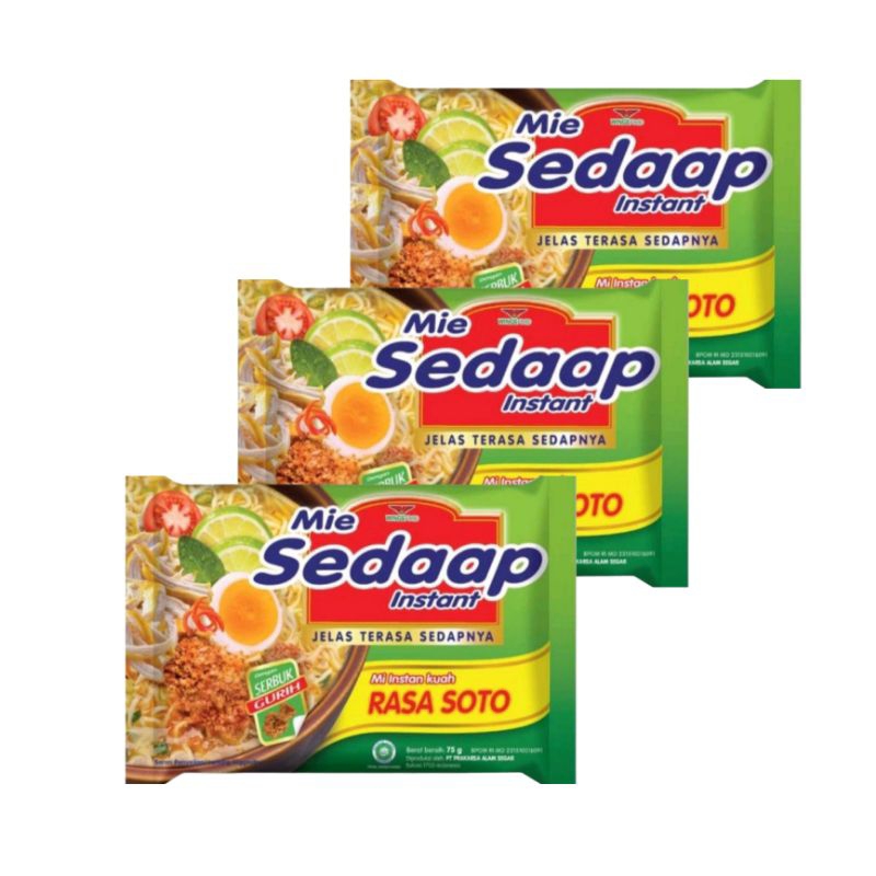 

Sedaap Mi Instant Kuah Rasa Soto 75gr x 3