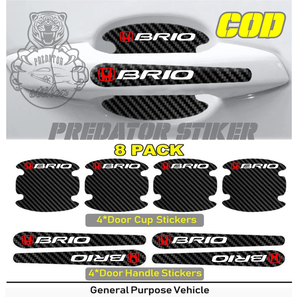 sticker karbon handle pelindung gagang pintu mobil honda brio new