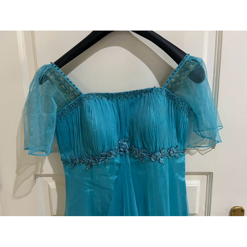 Preloved Dress/ Gaun pesta warna turqoise blue green