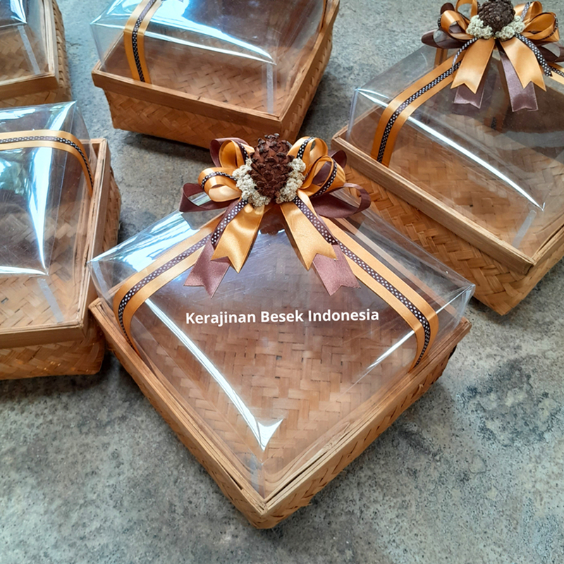 BOX HAMPERS / HANTARAN Besek Wengku Mika Hias Pita Spesial Kotak Hantaran Murah Parsel Box Nasi Topl