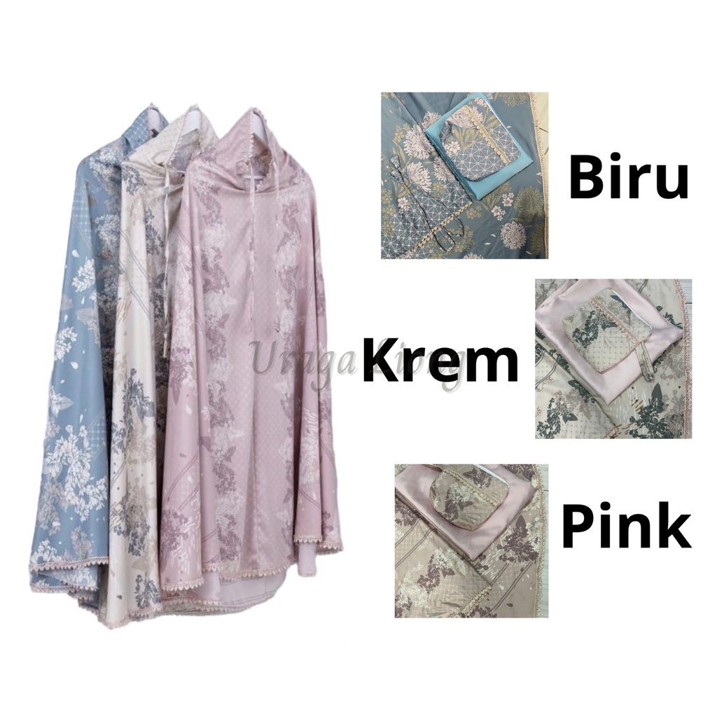 Uraga - Mukena Armani Silk Motif Premium/3 Motif/ Mukena Resleting / Hijab Mukena/All Size