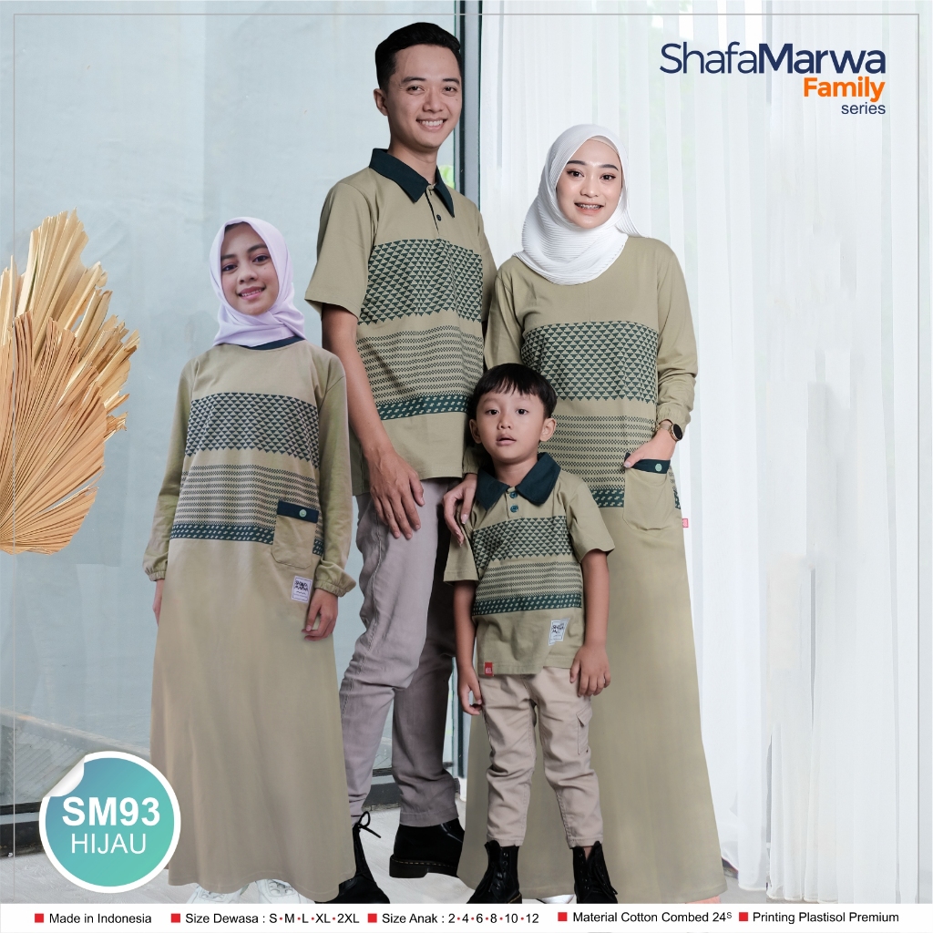 ShafaMarwa Baju Couple Keluarga Muslim Sarimbit Family Ayah Bunda Gamis Anak Bahan Kaos Katun Combed