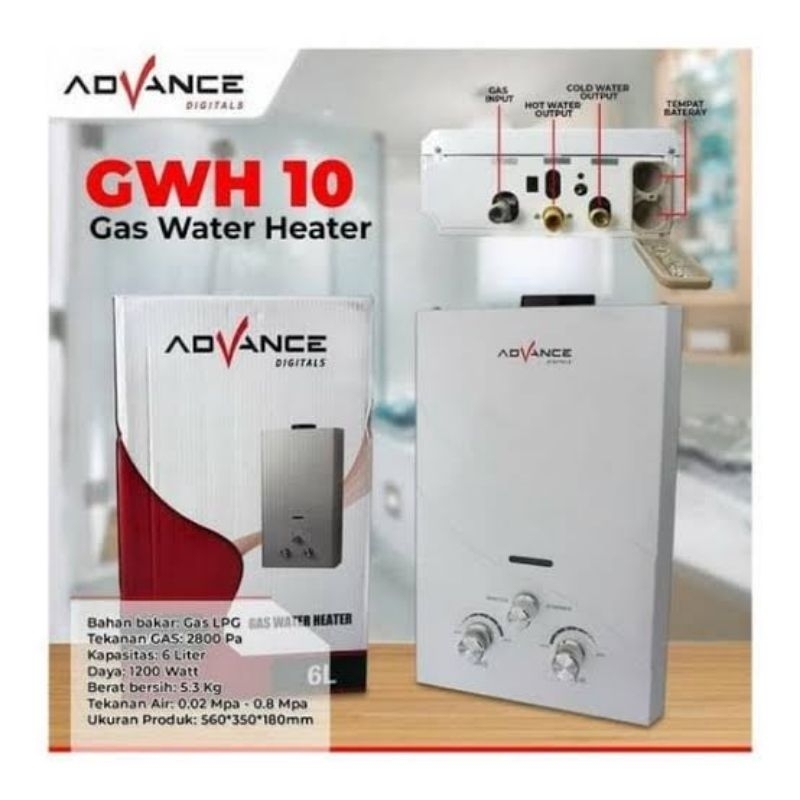 GAS WATER HEATER ADVANCE GWH 50 GWH50 ALAT MESIN PEMANAS MEMANASKAN PENGHANGAT MENGHANGATKAN AIR KAM