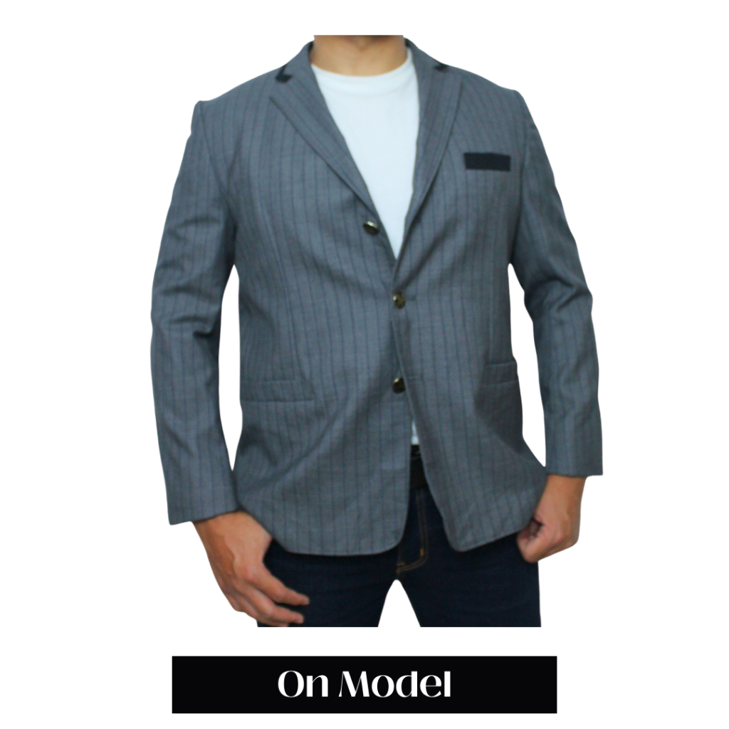 Jas / Blazer Pria Abu Motif garis
