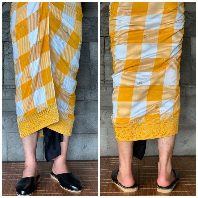 Saput kuning motif kotak-kotak