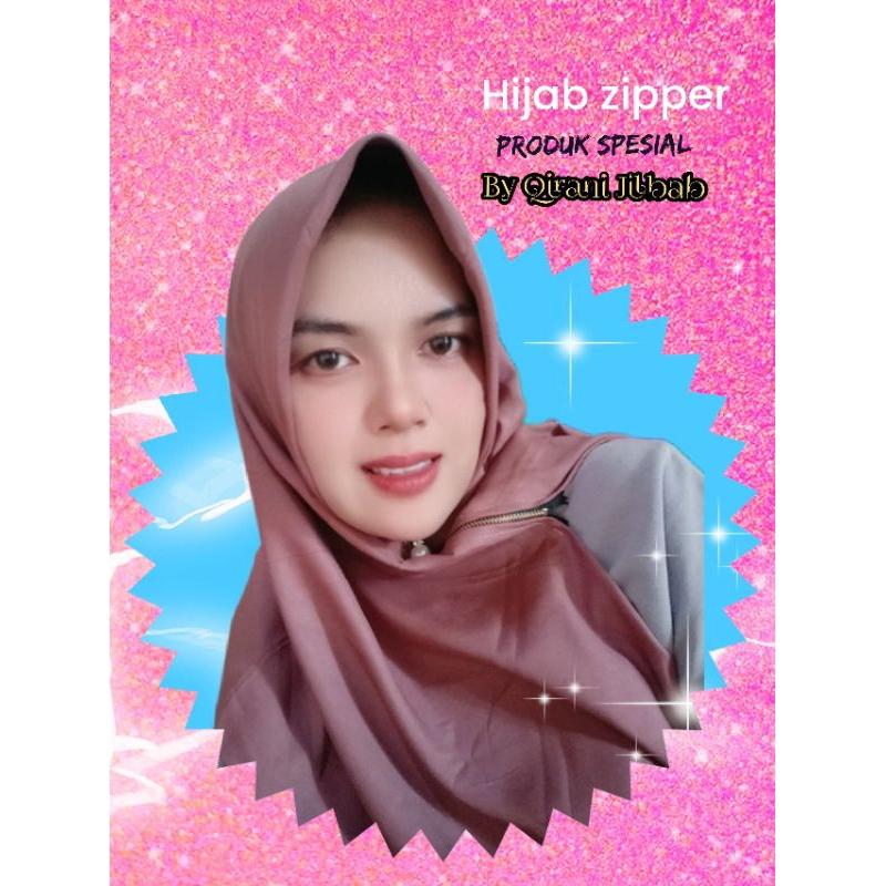hijab zipper polos / hijab resleting murah/ hijab segi4 instan voal miracle premium
